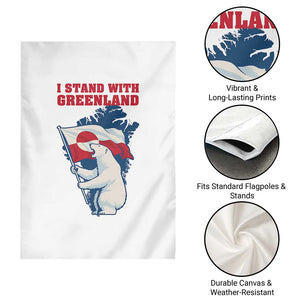 I Stand With Greenland Patriotic Garden Flag Polar Bear Holding Flag Over Map TS02 Print Your Wear