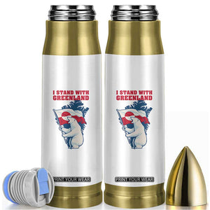 I Stand With Greenland Patriotic Bullet Tumbler Polar Bear Holding Flag Over Map TS02 White Print Your Wear