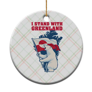 I Stand With Greenland Patriotic Ceramic Ornament Polar Bear Holding Flag Over Map TS02 1pc Christmas Plaid Print Your Wear