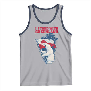 I Stand With Greenland Patriotic Tank Top Polar Bear Holding Flag Over Map TS02 Athletic Heather Navy Print Your Wear