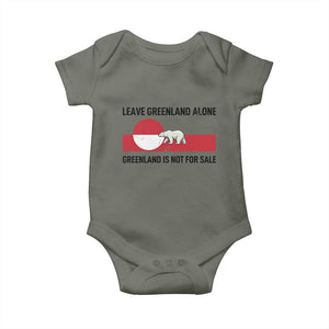 Leave Greenland Alone Polar Bear Protest Baby Onesie Not For Sale Patriotic Flag TS02 Military Green Print Your Wear