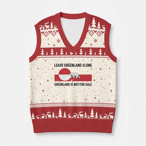 Leave Greenland Alone Polar Bear Protest V-Neck Knit Sweater Vest Not For Sale Patriotic Flag TS02 Beige Red Print Your Wear
