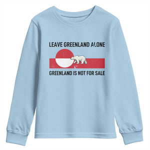 Leave Greenland Alone Polar Bear Protest Youth Sweatshirt Not For Sale Patriotic Flag TS02 Light Blue Print Your Wear