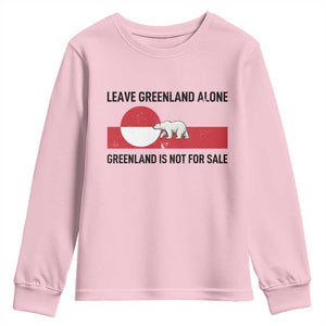 Leave Greenland Alone Polar Bear Protest Youth Sweatshirt Not For Sale Patriotic Flag TS02 Light Pink Print Your Wear