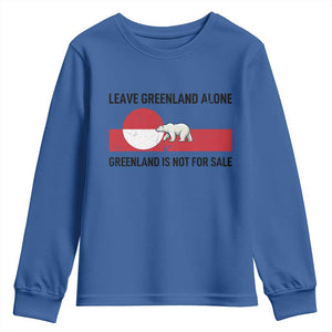 Leave Greenland Alone Polar Bear Protest Youth Sweatshirt Not For Sale Patriotic Flag TS02 Royal Blue Print Your Wear