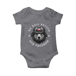 Greenland Bear We Will Defend Our Freedom Baby Onesie Polar Bear Soldier National Pride TS02 Charcoal Print Your Wear