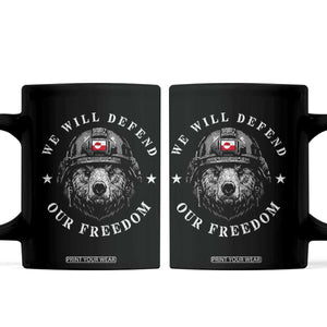 Greenland Bear We Will Defend Our Freedom Coffee Mug Polar Bear Soldier National Pride TS02 Black Print Your Wear