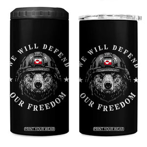 Greenland Bear We Will Defend Our Freedom 4 in 1 Can Cooler Tumbler Polar Bear Soldier National Pride TS02 One Size: 16 oz Black Print Your Wear