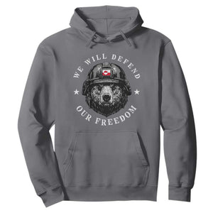 Greenland Bear We Will Defend Our Freedom Hoodie Polar Bear Soldier National Pride TS02 Charcoal Print Your Wear