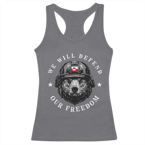 Greenland Bear We Will Defend Our Freedom Racerback Tank Top Polar Bear Soldier National Pride TS02 Charcoal Print Your Wear