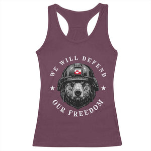 Greenland Bear We Will Defend Our Freedom Racerback Tank Top Polar Bear Soldier National Pride TS02 Maroon Print Your Wear