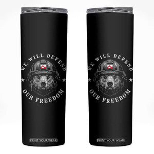 Greenland Bear We Will Defend Our Freedom Skinny Tumbler Polar Bear Soldier National Pride TS02 Black Print Your Wear