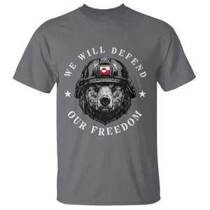 Greenland Bear We Will Defend Our Freedom T Shirt Polar Bear Soldier National Pride TS02 Charcoal Print Your Wear