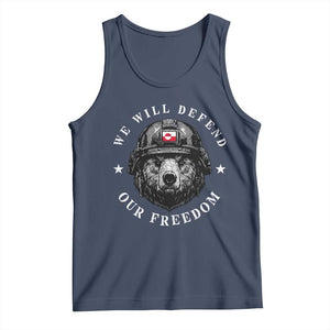 Greenland Bear We Will Defend Our Freedom Tank Top Polar Bear Soldier National Pride TS02 Navy Print Your Wear