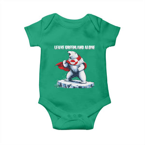 Heroic Polar Bear Leave Greenland Alone Baby Onesie Patriotic Island Sovereignty Protest TS02 Irish Green Print Your Wear