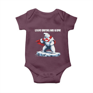 Heroic Polar Bear Leave Greenland Alone Baby Onesie Patriotic Island Sovereignty Protest TS02 Maroon Print Your Wear