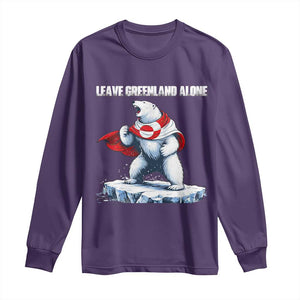 Heroic Polar Bear Leave Greenland Alone Long Sleeve Shirt Patriotic Island Sovereignty Protest TS02 Purple Print Your Wear