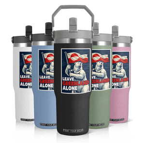 Leave Greenland Alone Vintage Poster Graphic Flip Straw Tumbler Retro Polar Bear Waving Flag Patriot TS02 Print Your Wear