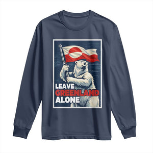 Leave Greenland Alone Vintage Poster Graphic Long Sleeve Shirt Retro Polar Bear Waving Flag Patriot TS02 Navy Print Your Wear