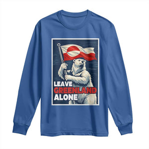 Leave Greenland Alone Vintage Poster Graphic Long Sleeve Shirt Retro Polar Bear Waving Flag Patriot TS02 Royal Blue Print Your Wear