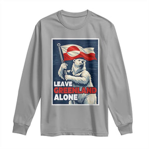 Leave Greenland Alone Vintage Poster Graphic Long Sleeve Shirt Retro Polar Bear Waving Flag Patriot TS02 Sport Gray Print Your Wear