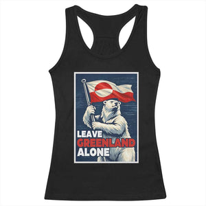 Leave Greenland Alone Vintage Poster Graphic Racerback Tank Top Retro Polar Bear Waving Flag Patriot TS02 Black Print Your Wear