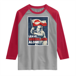 Leave Greenland Alone Vintage Poster Graphic Raglan Shirt Retro Polar Bear Waving Flag Patriot TS02 Sport Gray Red Print Your Wear