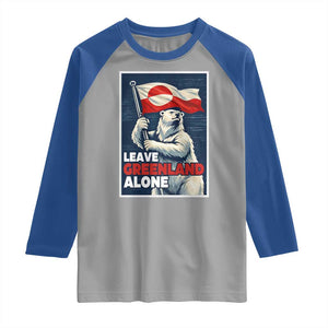 Leave Greenland Alone Vintage Poster Graphic Raglan Shirt Retro Polar Bear Waving Flag Patriot TS02 Sport Gray Royal Print Your Wear