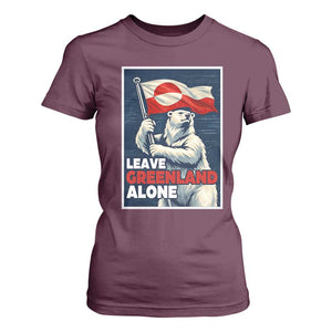 Leave Greenland Alone Vintage Poster Graphic T Shirt For Women Retro Polar Bear Waving Flag Patriot TS02 Maroon Print Your Wear