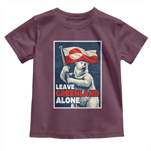 Leave Greenland Alone Vintage Poster Graphic Toddler T Shirt Retro Polar Bear Waving Flag Patriot TS02 Maroon Print Your Wear