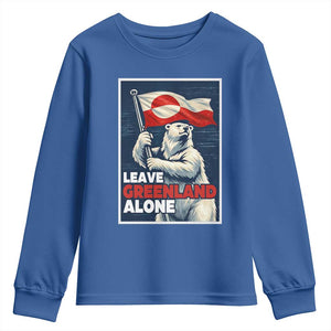 Leave Greenland Alone Vintage Poster Graphic Youth Sweatshirt Retro Polar Bear Waving Flag Patriot TS02 Royal Blue Print Your Wear