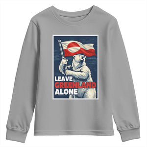 Leave Greenland Alone Vintage Poster Graphic Youth Sweatshirt Retro Polar Bear Waving Flag Patriot TS02 Sport Gray Print Your Wear