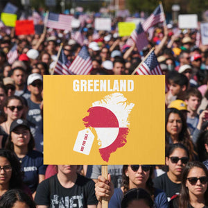 Greenland Not For Sale Patriotic Protest Sign Grunge Flag and Price Tag Protest TS02 Horizontal 18" × 24" Yellow Print Your Wear