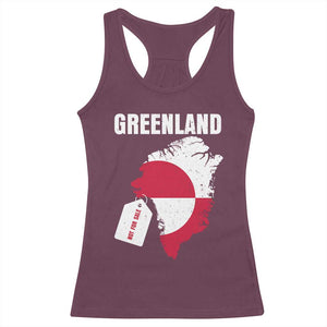 Greenland Not For Sale Patriotic Racerback Tank Top Grunge Flag and Price Tag Protest TS02 Maroon Print Your Wear