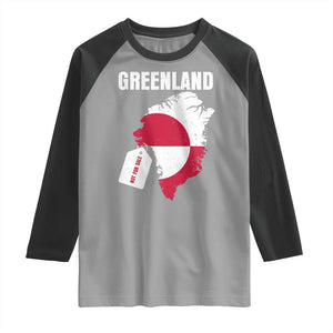Greenland Not For Sale Patriotic Raglan Shirt Grunge Flag and Price Tag Protest TS02 Sport Gray Black Print Your Wear