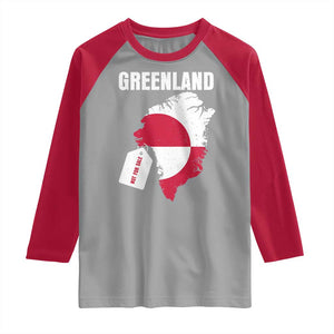 Greenland Not For Sale Patriotic Raglan Shirt Grunge Flag and Price Tag Protest TS02 Sport Gray Red Print Your Wear