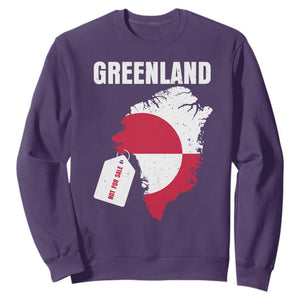 Greenland Not For Sale Patriotic Sweatshirt Grunge Flag and Price Tag Protest TS02 Purple Print Your Wear