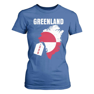 Greenland Not For Sale Patriotic T Shirt For Women Grunge Flag and Price Tag Protest TS02 Royal Blue Print Your Wear