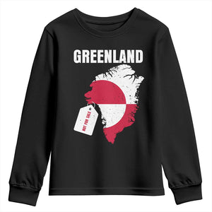 Greenland Not For Sale Patriotic Youth Sweatshirt Grunge Flag and Price Tag Protest TS02 Black Print Your Wear