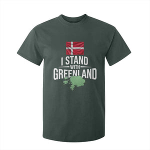 Denmark I Stand With Greenland T Shirt For Kid Danish Flag and Map Unity Support Protest TS02 Dark Forest Green Print Your Wear