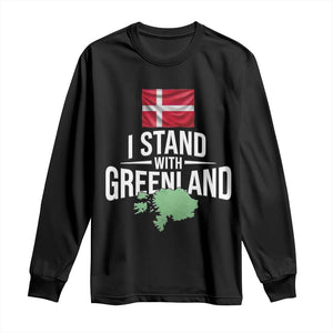 Denmark I Stand With Greenland Long Sleeve Shirt Danish Flag and Map Unity Support Protest TS02 Black Print Your Wear