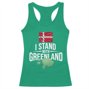 Denmark I Stand With Greenland Racerback Tank Top Danish Flag and Map Unity Support Protest TS02 Irish Green Print Your Wear