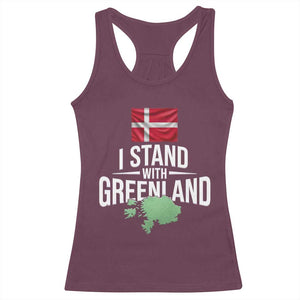 Denmark I Stand With Greenland Racerback Tank Top Danish Flag and Map Unity Support Protest TS02 Maroon Print Your Wear