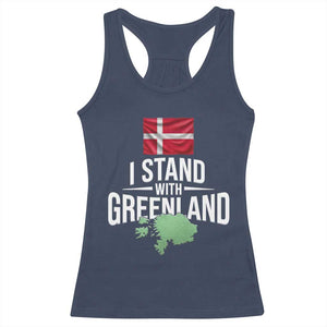 Denmark I Stand With Greenland Racerback Tank Top Danish Flag and Map Unity Support Protest TS02 Navy Print Your Wear