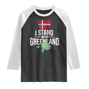 Denmark I Stand With Greenland Raglan Shirt Danish Flag and Map Unity Support Protest TS02 Black White Print Your Wear