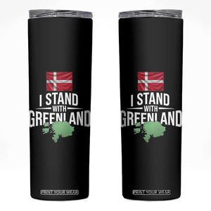 Denmark I Stand With Greenland Skinny Tumbler Danish Flag and Map Unity Support Protest TS02 Black Print Your Wear
