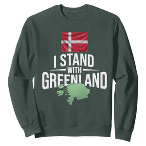 Denmark I Stand With Greenland Sweatshirt Danish Flag and Map Unity Support Protest TS02 Dark Forest Green Print Your Wear