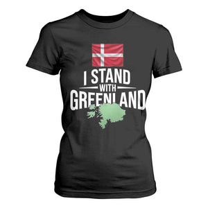 Denmark I Stand With Greenland T Shirt For Women Danish Flag and Map Unity Support Protest TS02 Black Print Your Wear