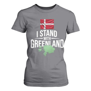Denmark I Stand With Greenland T Shirt For Women Danish Flag and Map Unity Support Protest TS02 Charcoal Print Your Wear