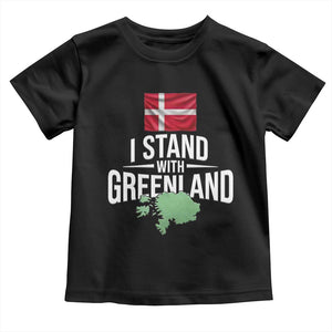 Denmark I Stand With Greenland Toddler T Shirt Danish Flag and Map Unity Support Protest TS02 Black Print Your Wear
